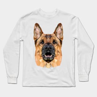 Low Poly Dog German Shepherd Pet German Style Long Sleeve T-Shirt